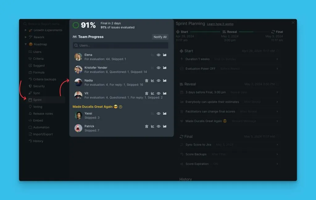 評価進捗レポート