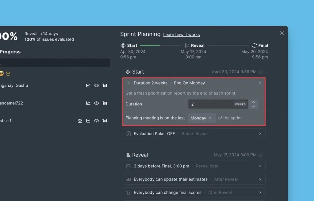 スプリント期間の設定