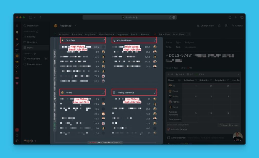 Priorisierungsmatrix zum Aufteilen von Aufgaben