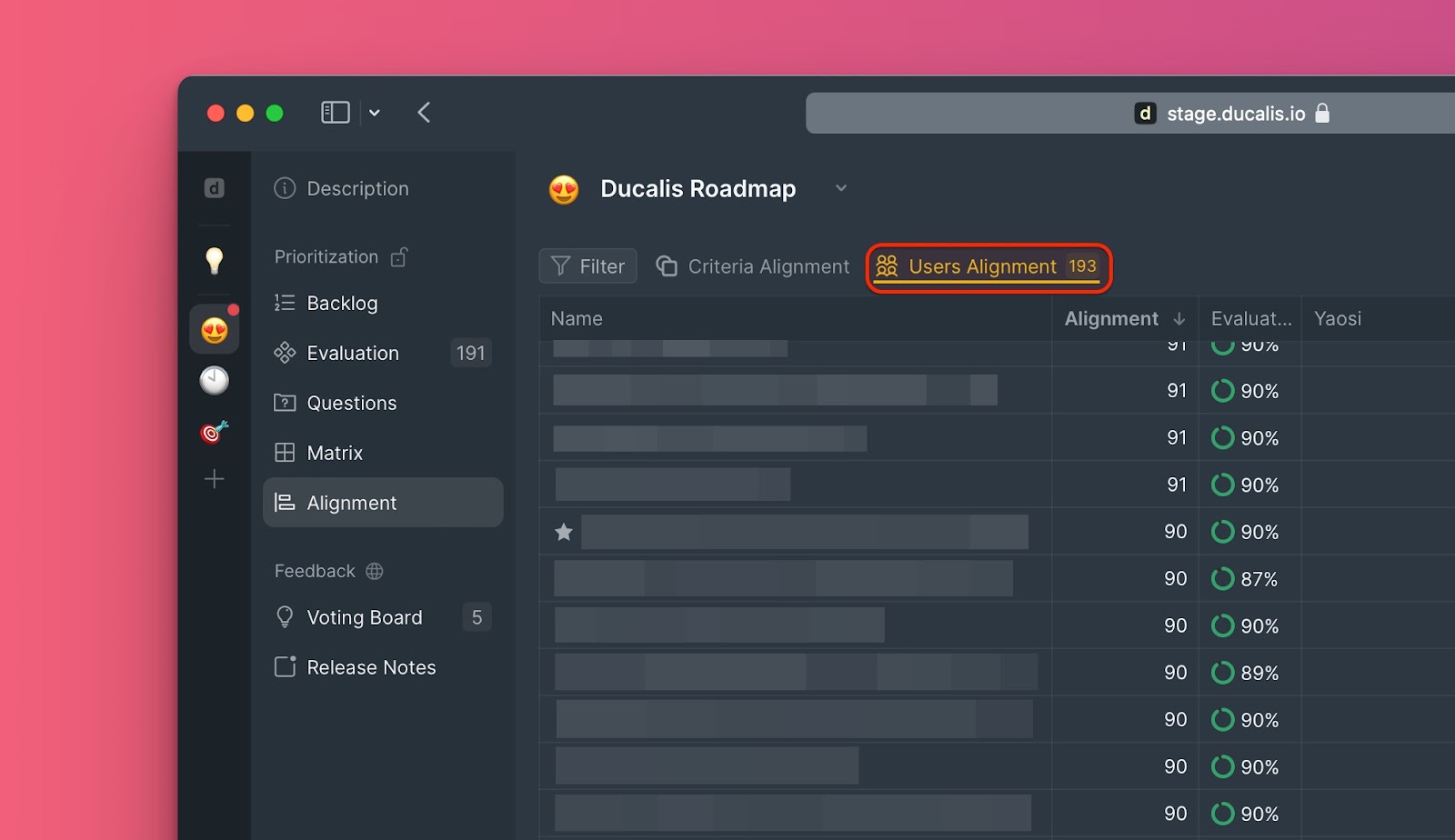 Position des Users Alignment Buttons