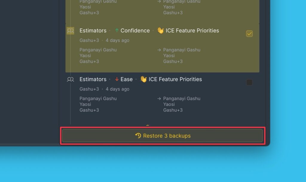 Schaltfläche Sicherung wiederherstellen