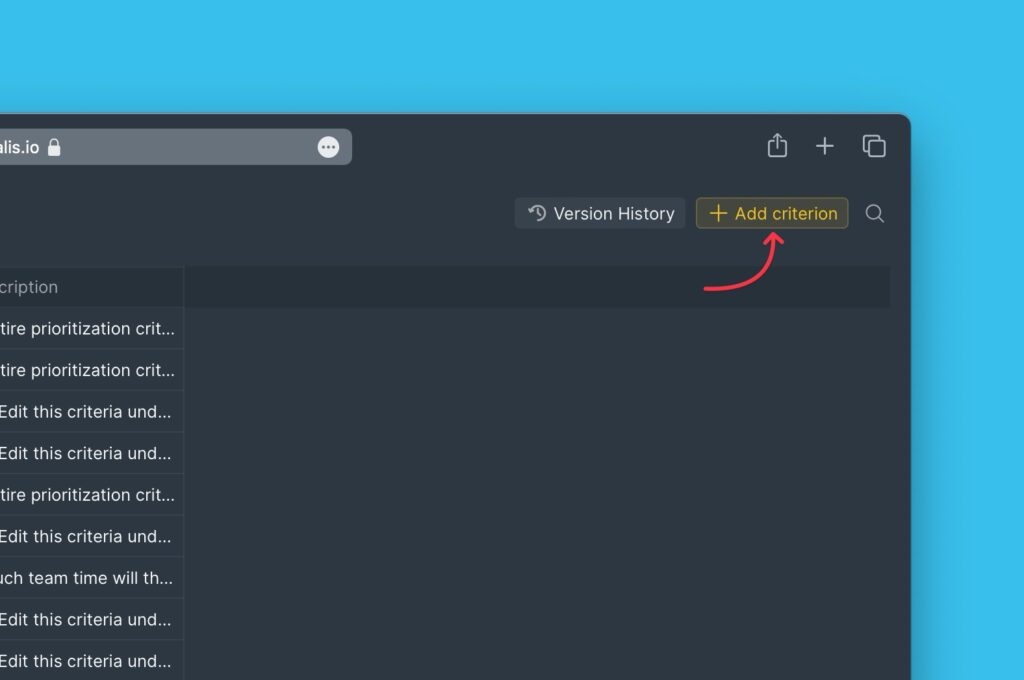 Schaltfläche Kriterium hinzufügen