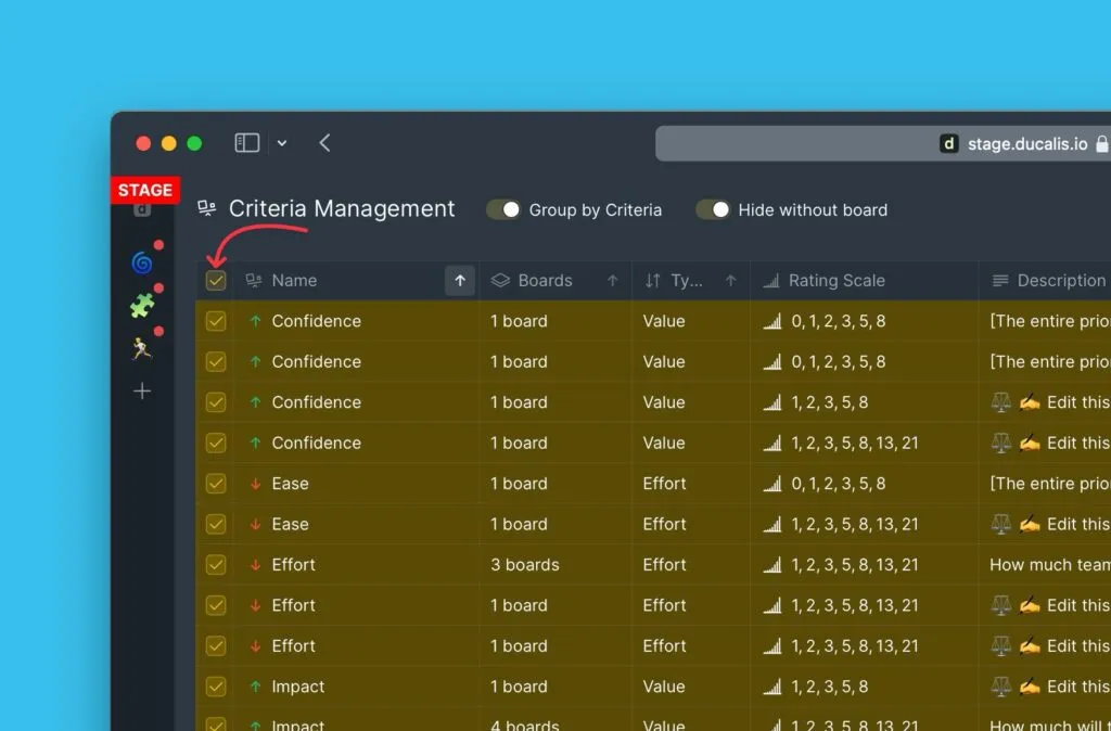 すべて選択チェックボックス