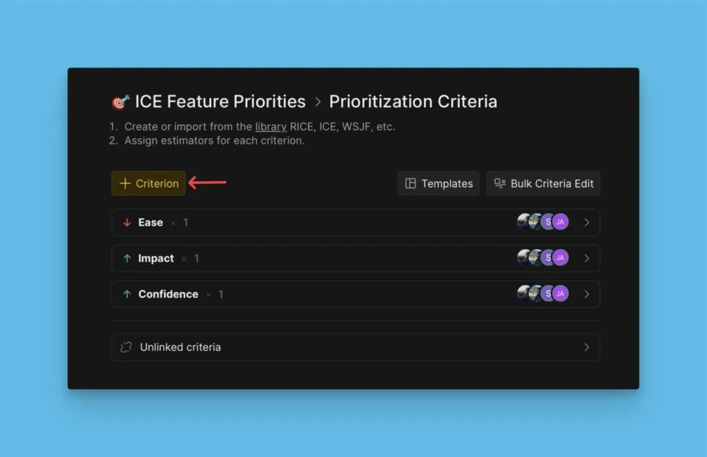 新しい基準を追加ボタン