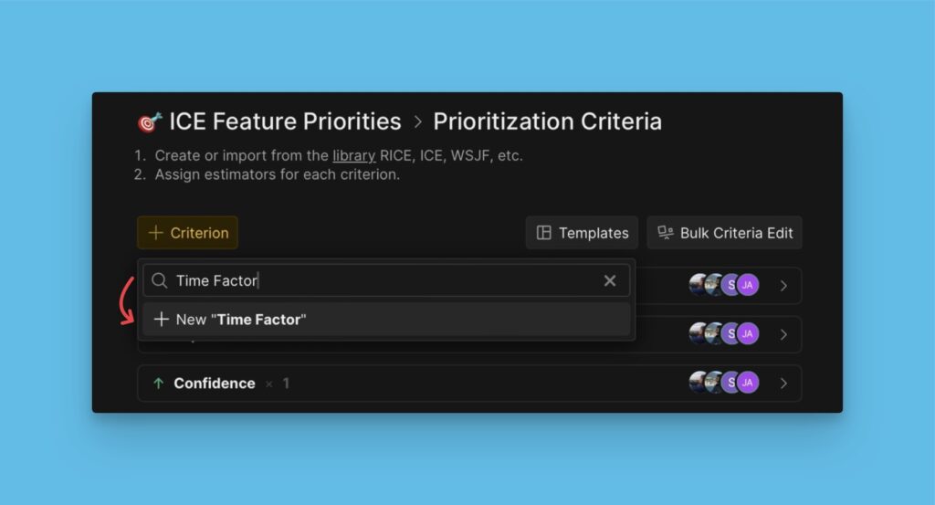 Option für neues Kriterium erstellen