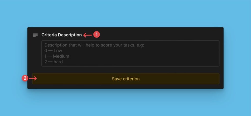Feld für Kriteriumbeschreibung