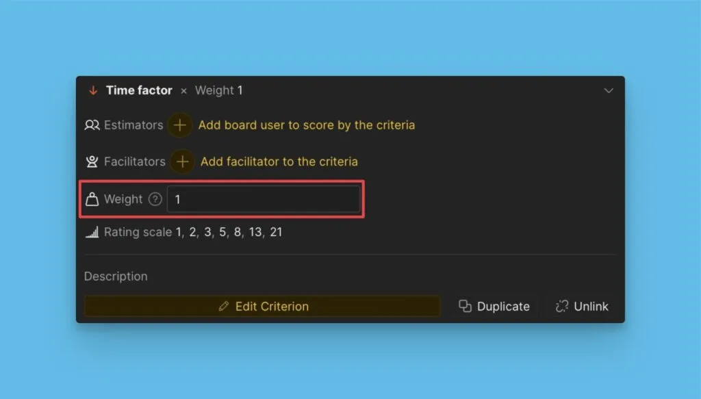 基準の重み設定