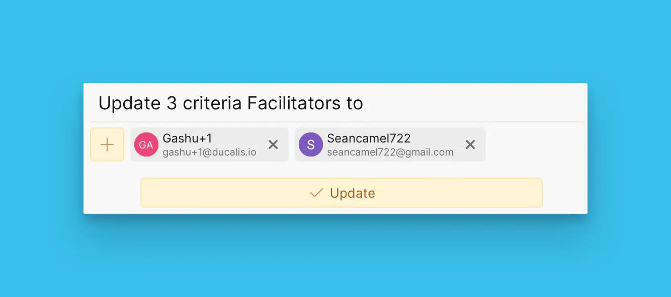 ファシリテーター割り当てを保存する更新ボタン