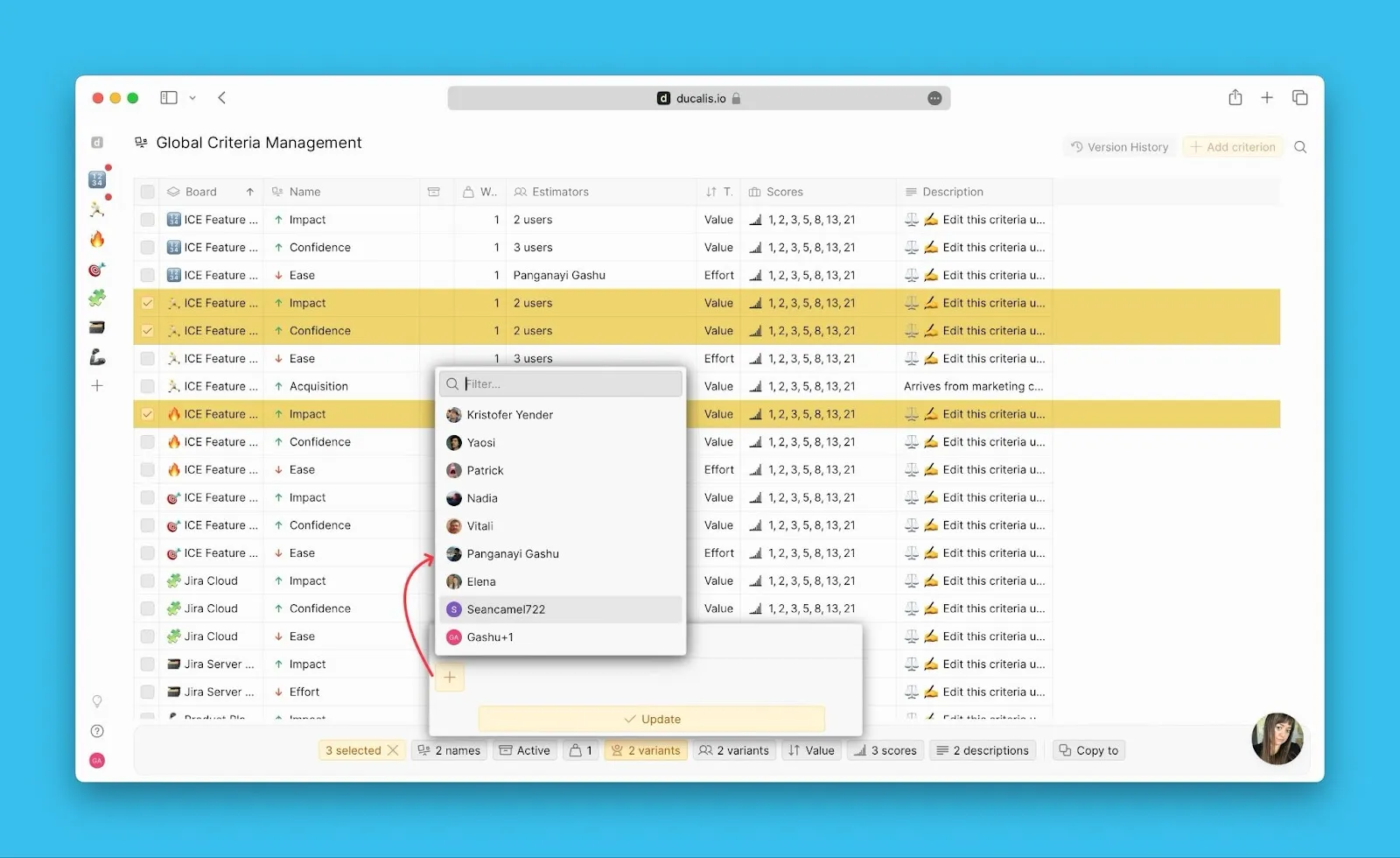 ファシリテーター選択ドロップダウン