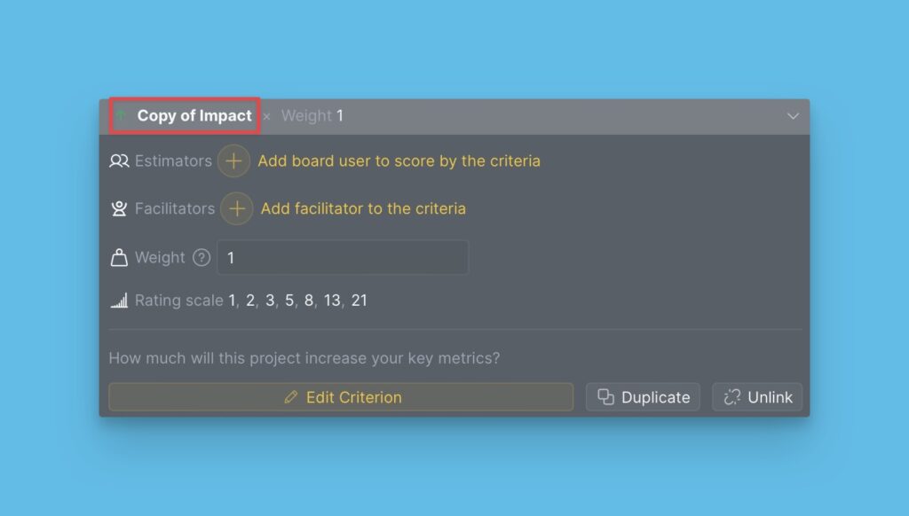 Konfiguration des duplizierten Kriteriums