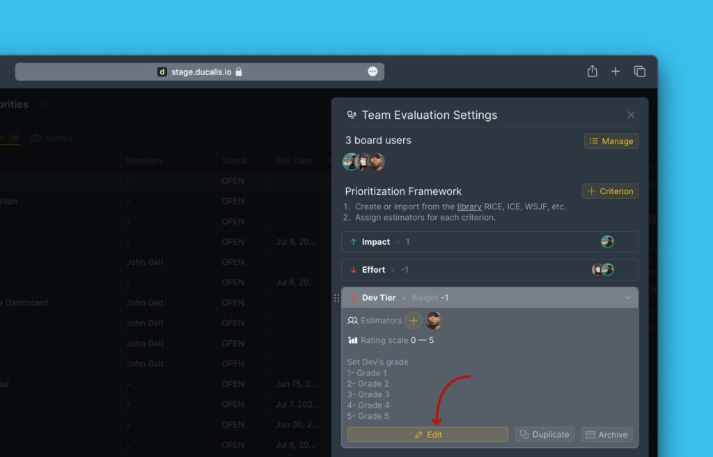 Bearbeiten-Symbol für Kriterium