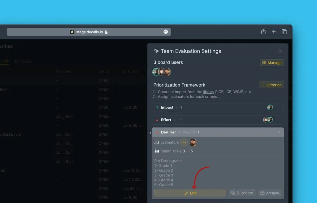 基準の編集アイコン