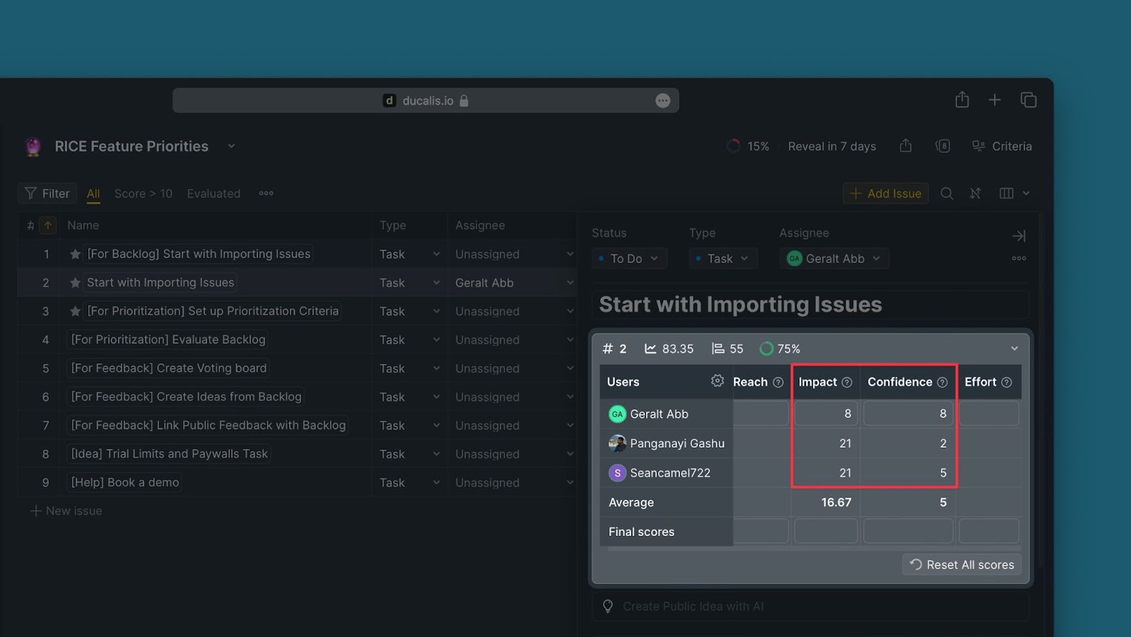 Kopierter Vorgang zeigt erhaltene Werte im Ziel-Board