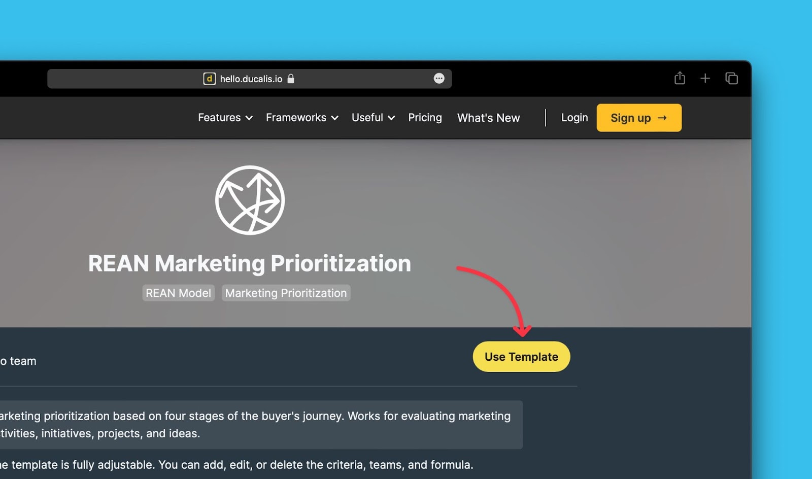 Schaltfläche Template verwenden
