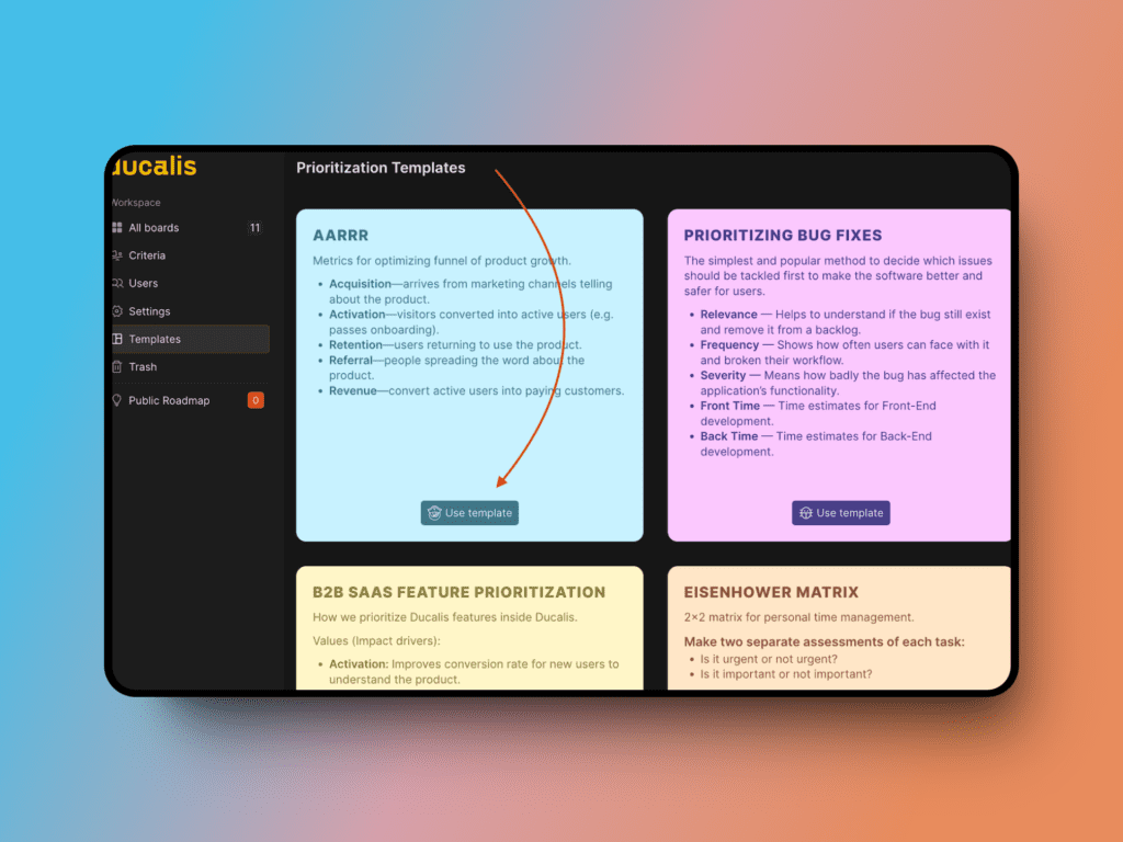 テンプレートを使用ボタン
