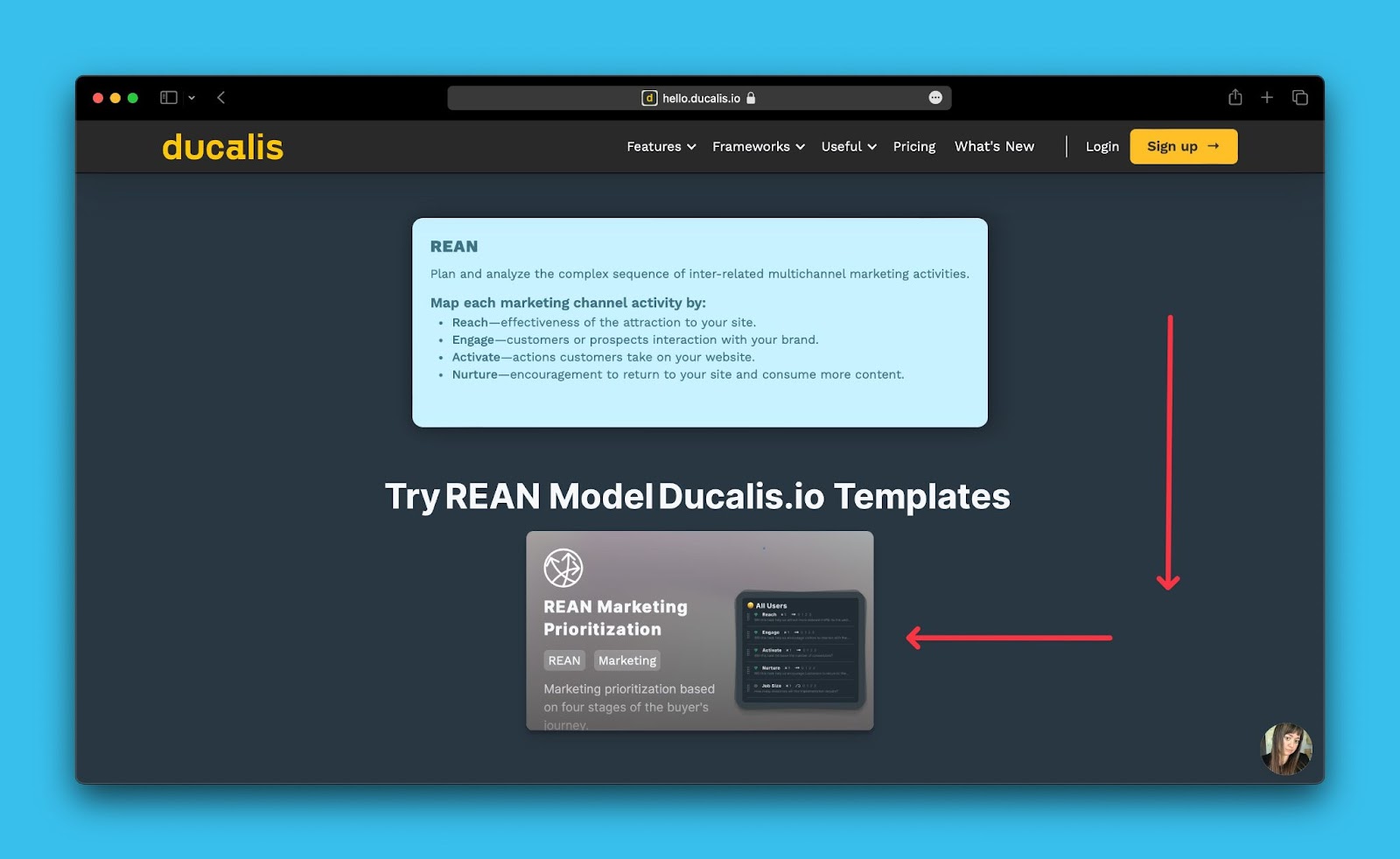 Template-Karte am Seitenende