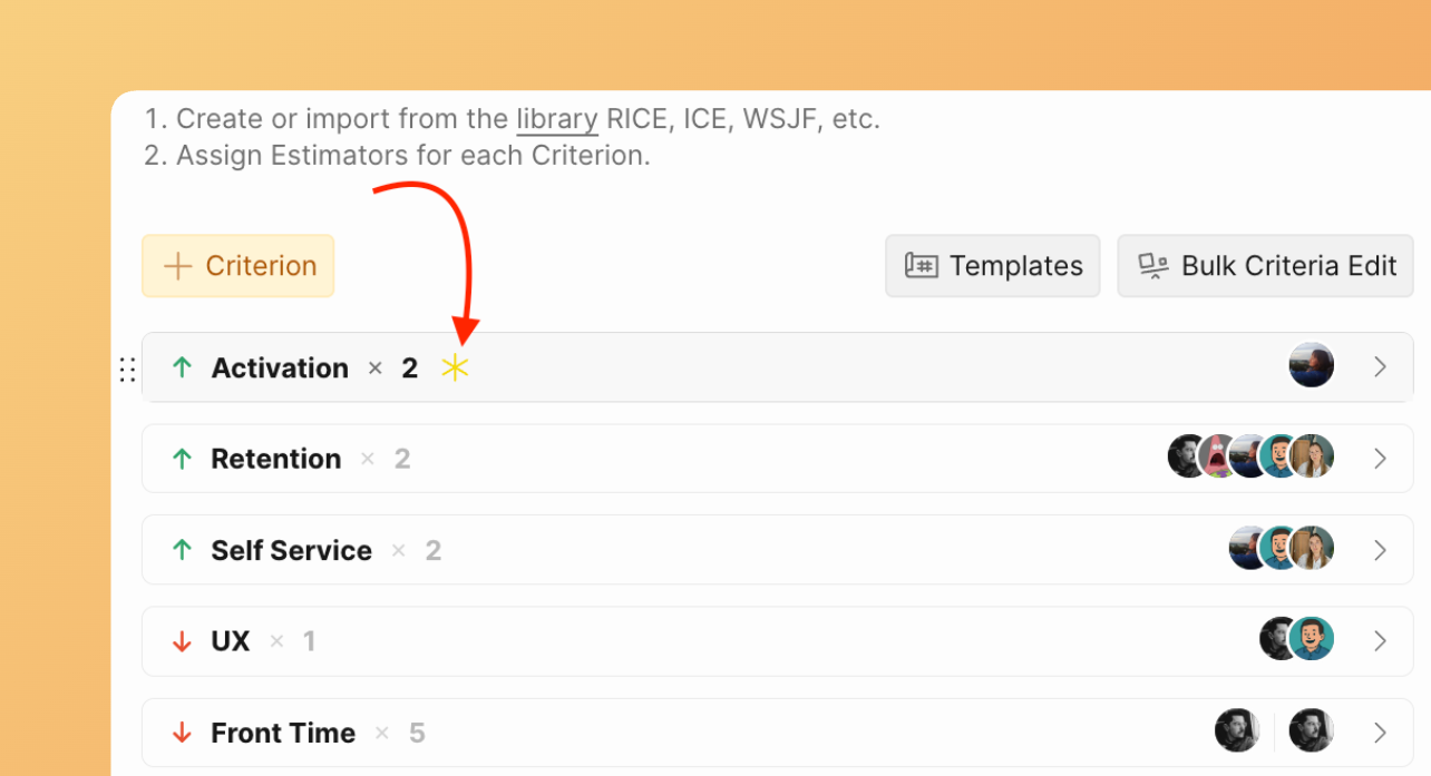 フレームワークに表示された必須クライテリア