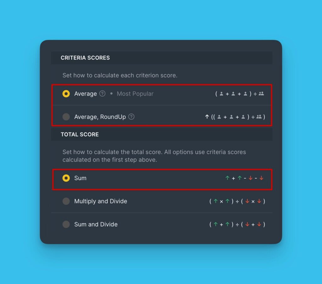 Summenmethode: addiere alle Kriterium-Scores