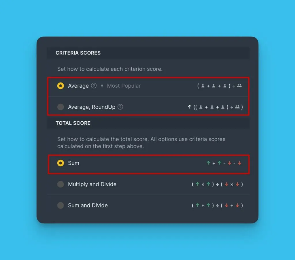 Sum 方式: すべての基準スコアを加算