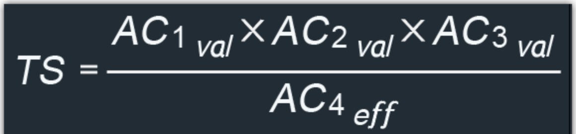 Formel: TS = (Produkt der Wert-Scores) ÷ (Produkt der Aufwand-Scores)