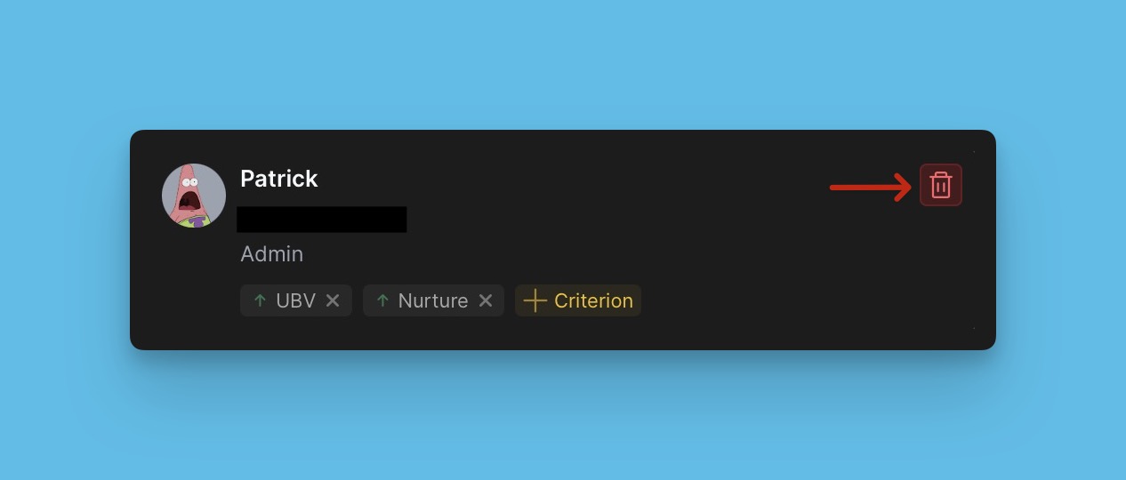 Option zum Entfernen von Nutzern