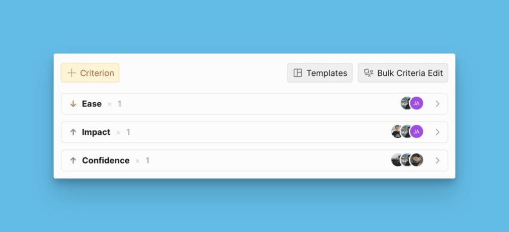 基準ごとに複数の評価者