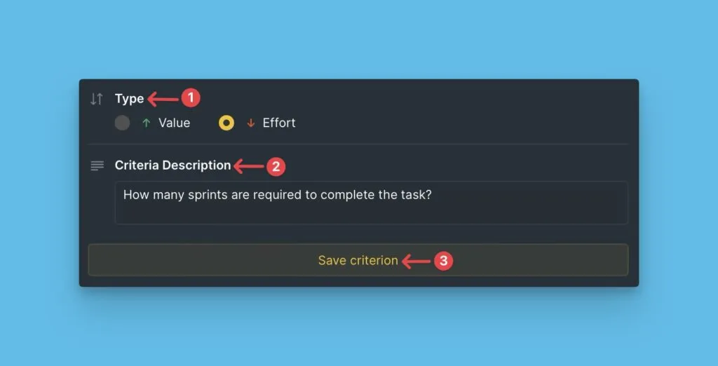 基準タイプと説明フィールド