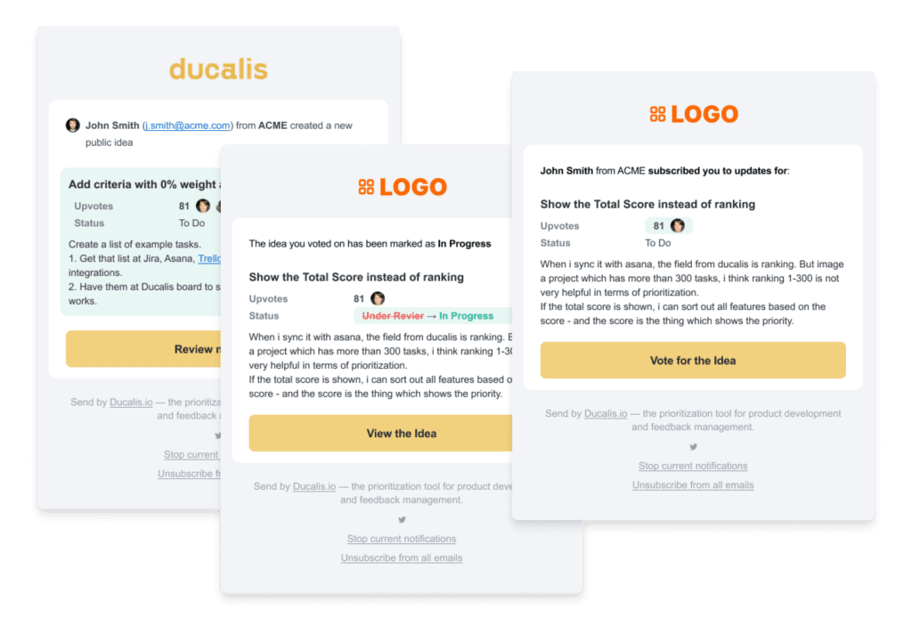 顧客への更新通知