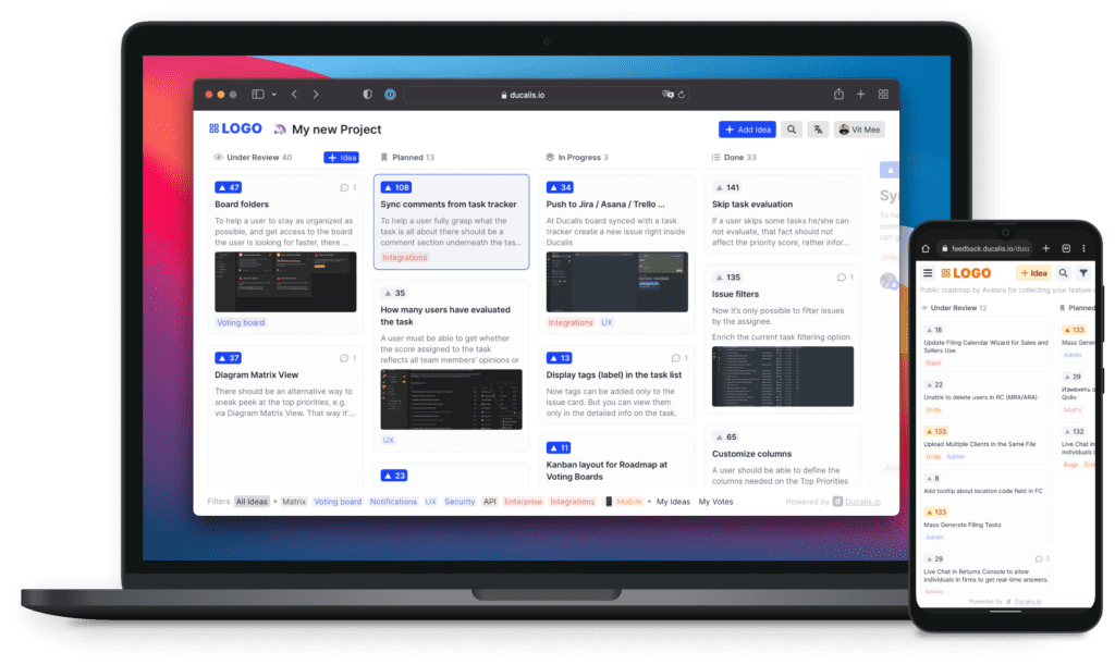 Öffentliche Roadmap-Anpassungsoberfläche