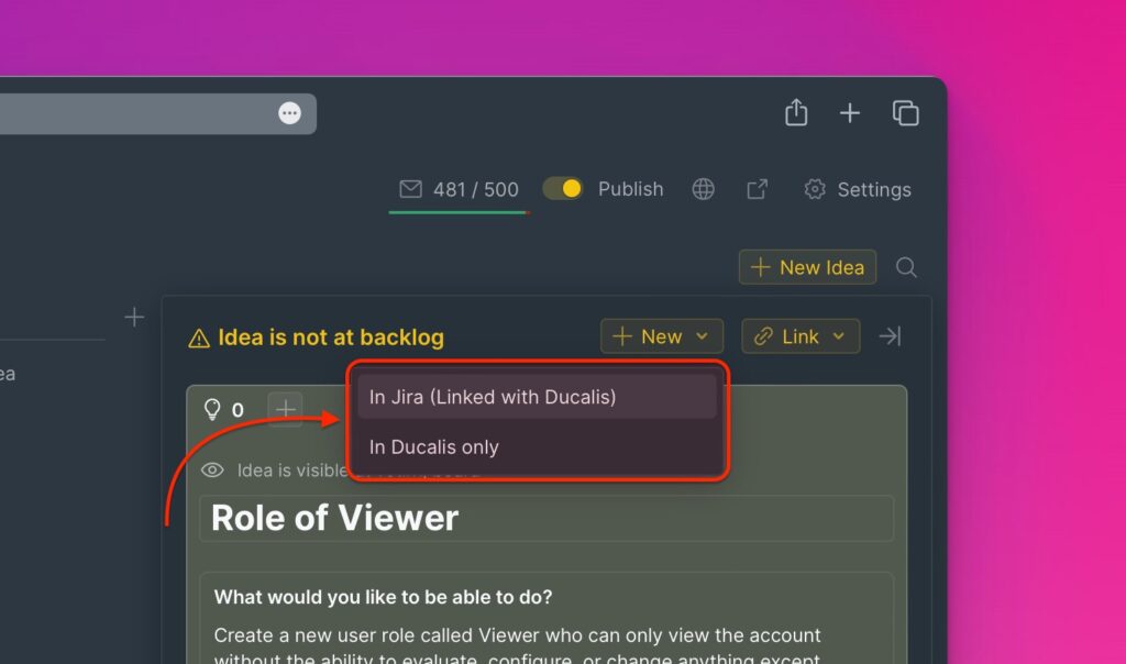 Dialog zum Erstellen eines Vorgangs mit Task-Tracker-Optionen
