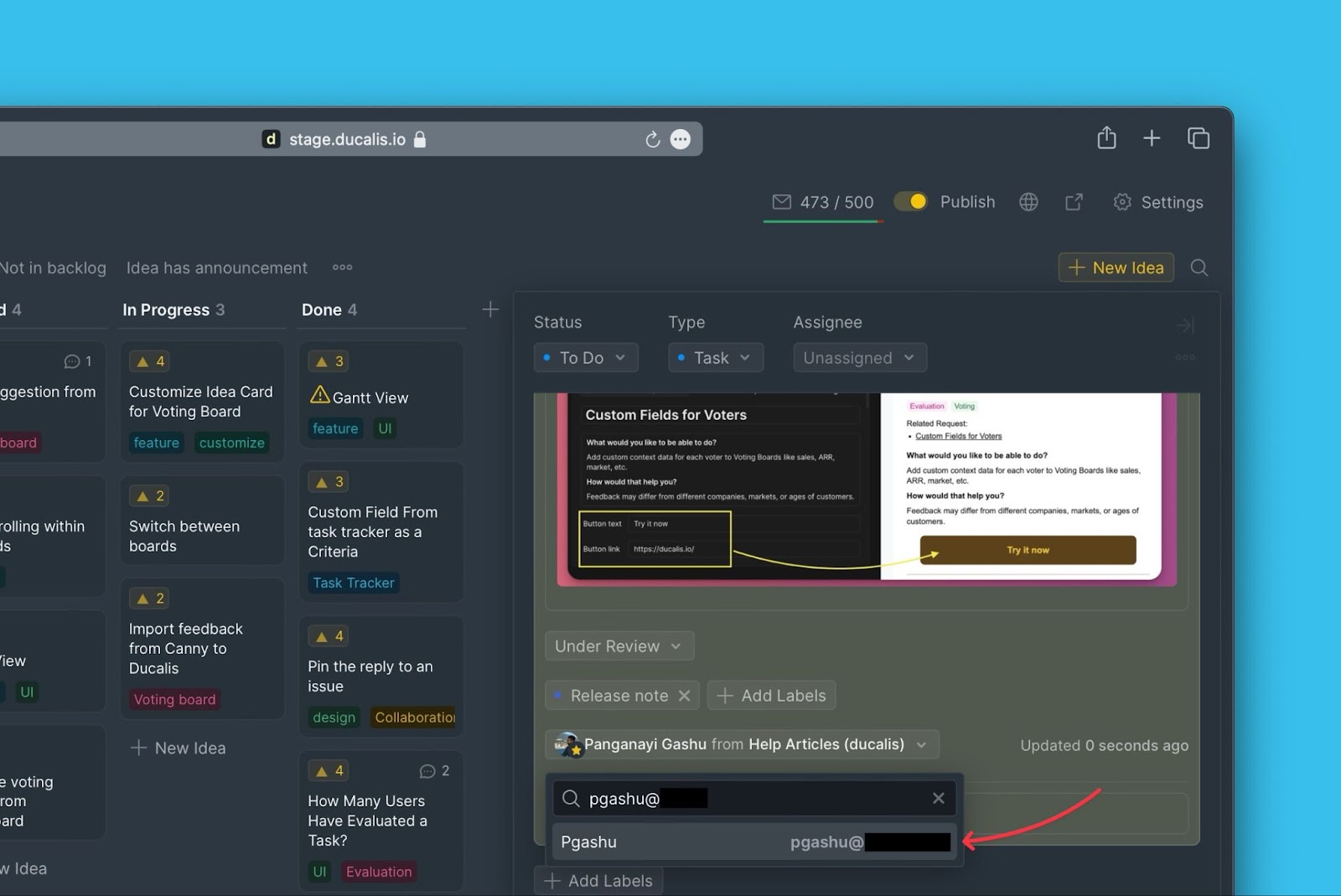 Auswahl des neuen Autors aus den Suchergebnissen