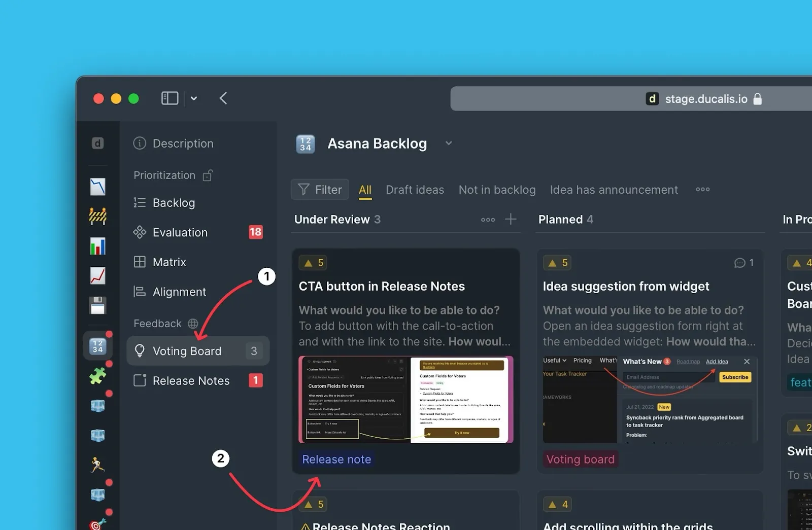 アイデア一覧が表示された投票ボード