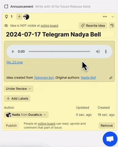 音声メッセージをフォーマットされたアイデアに変換