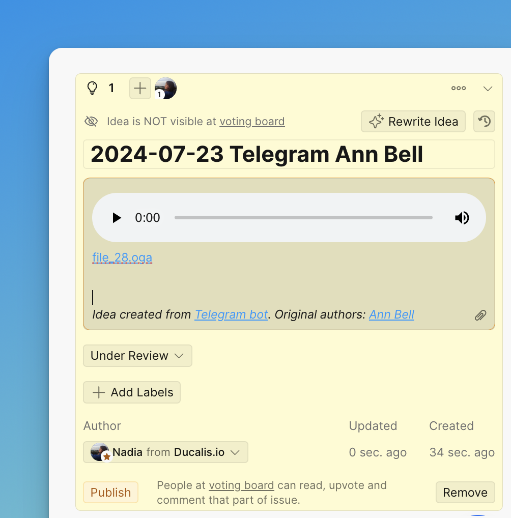Sprachdatei-Anhang im Ideen-Entwurf