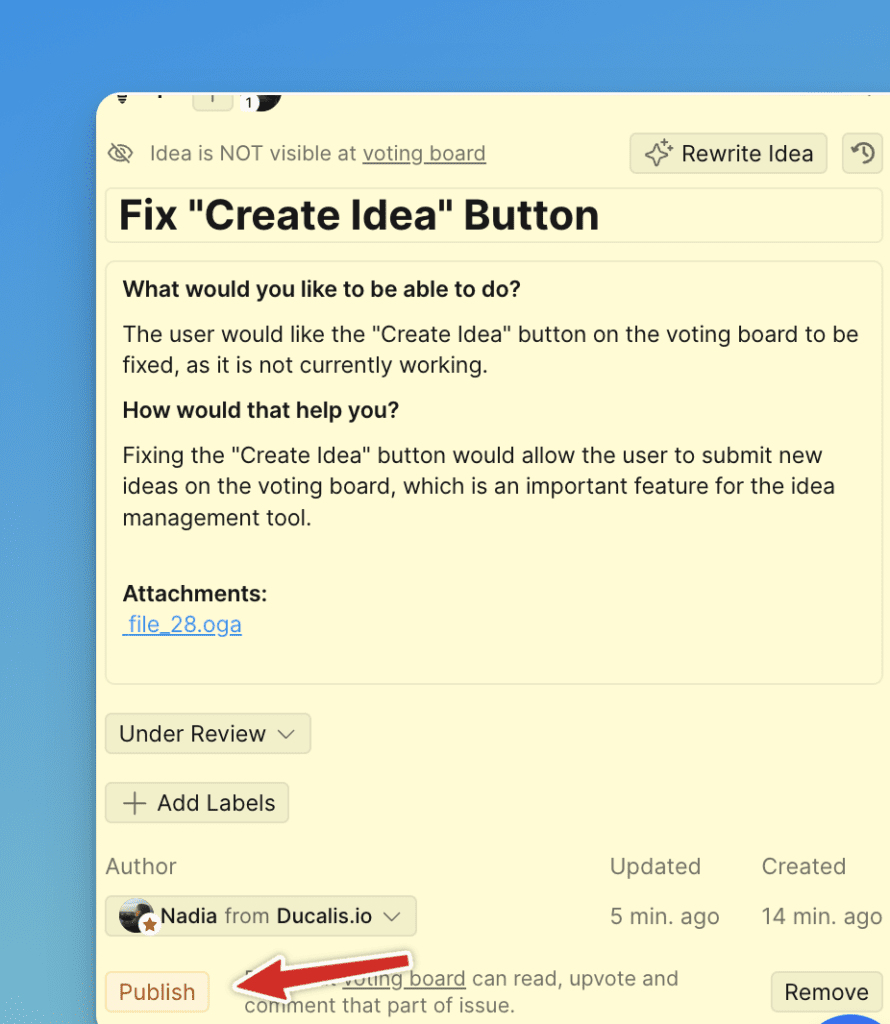 投票ボードに公開されたアイデア