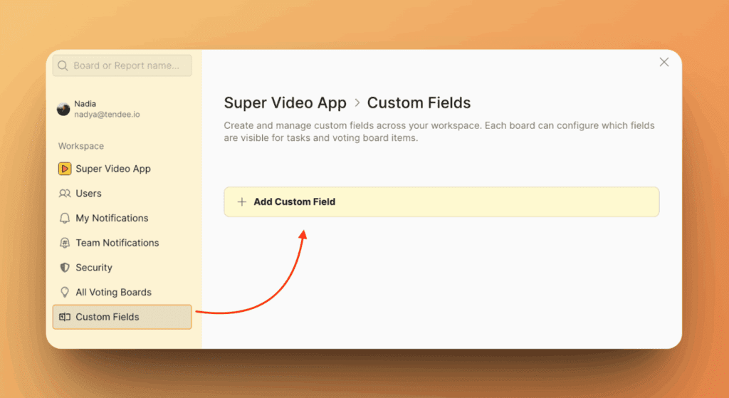Menü Benutzerdefinierte Felder