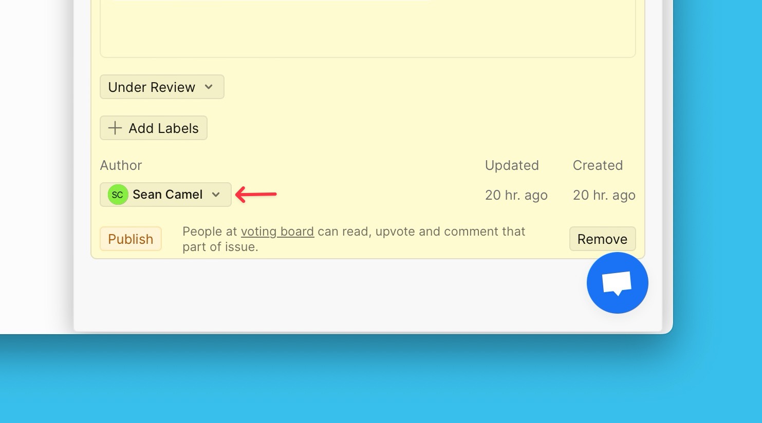 Idee mit ursprünglichem E-Mail-Absender als Autor