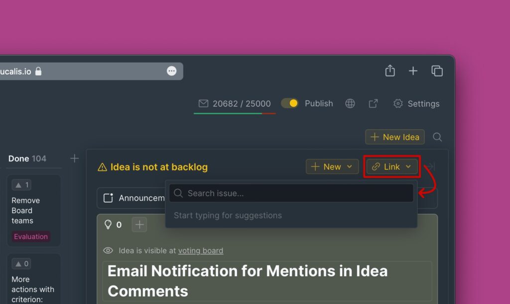 Idee mit bestehendem Vorgang verknüpfen