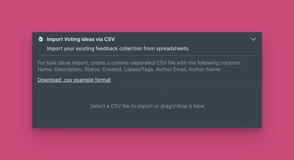 CSV アップロードエリア