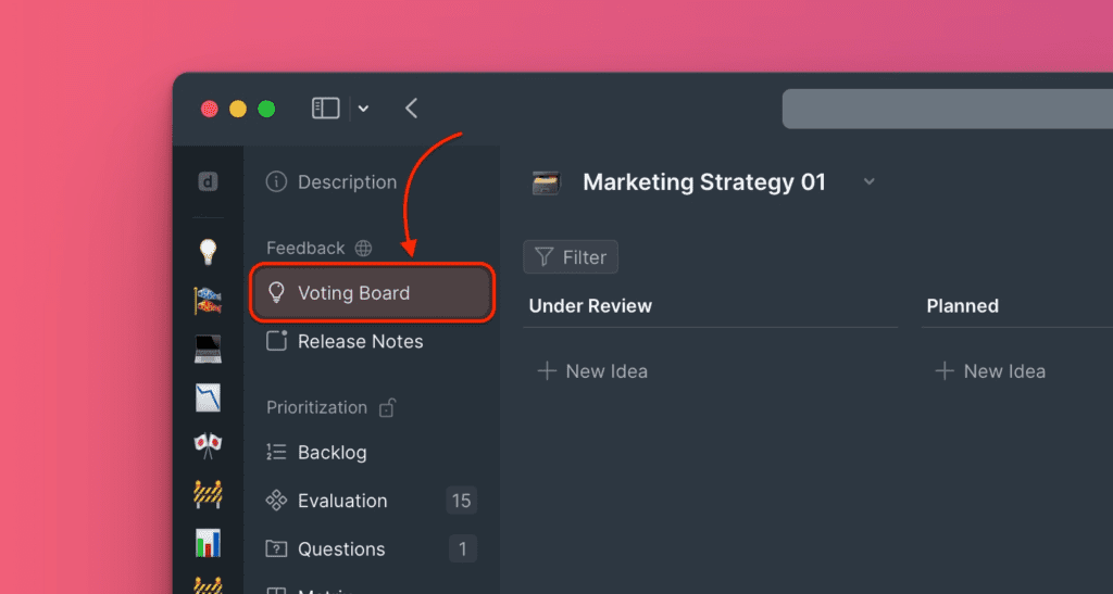 投票ボードのナビゲーション