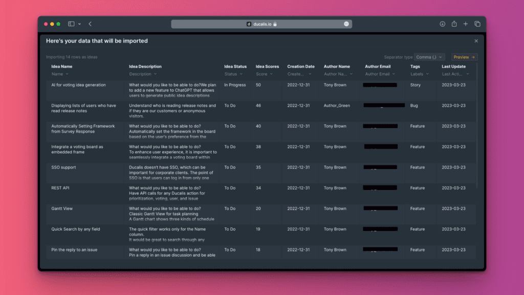 フィールドマッピングインターフェース