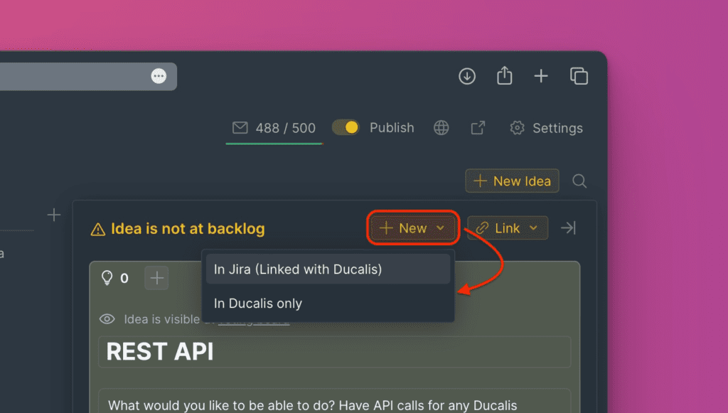 Idee in Vorgang umwandeln