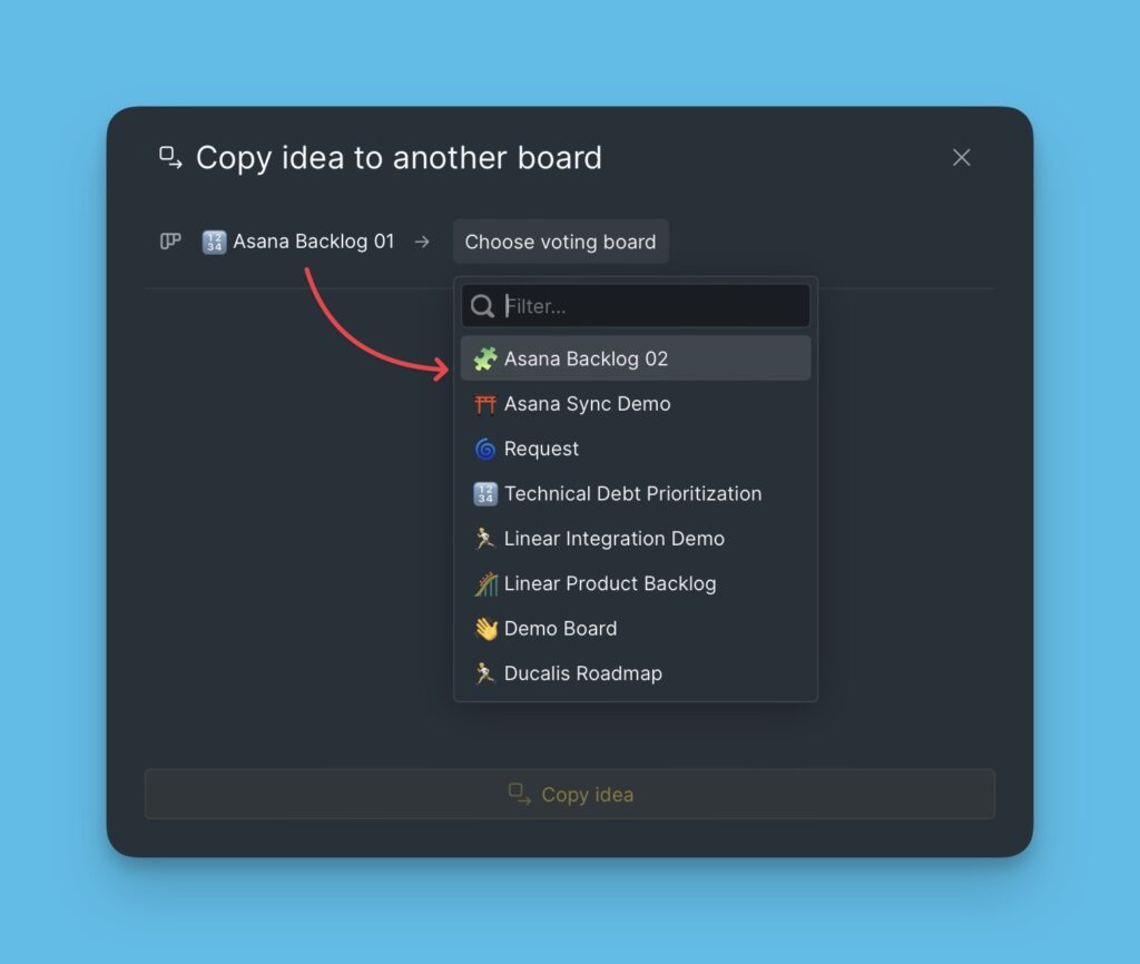 Ziel-Voting Board auswählen