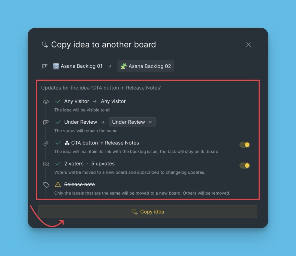 Kopierbestätigung mit Optionen
