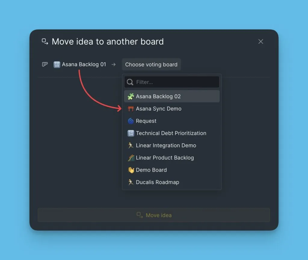 移動先の投票ボードを選択