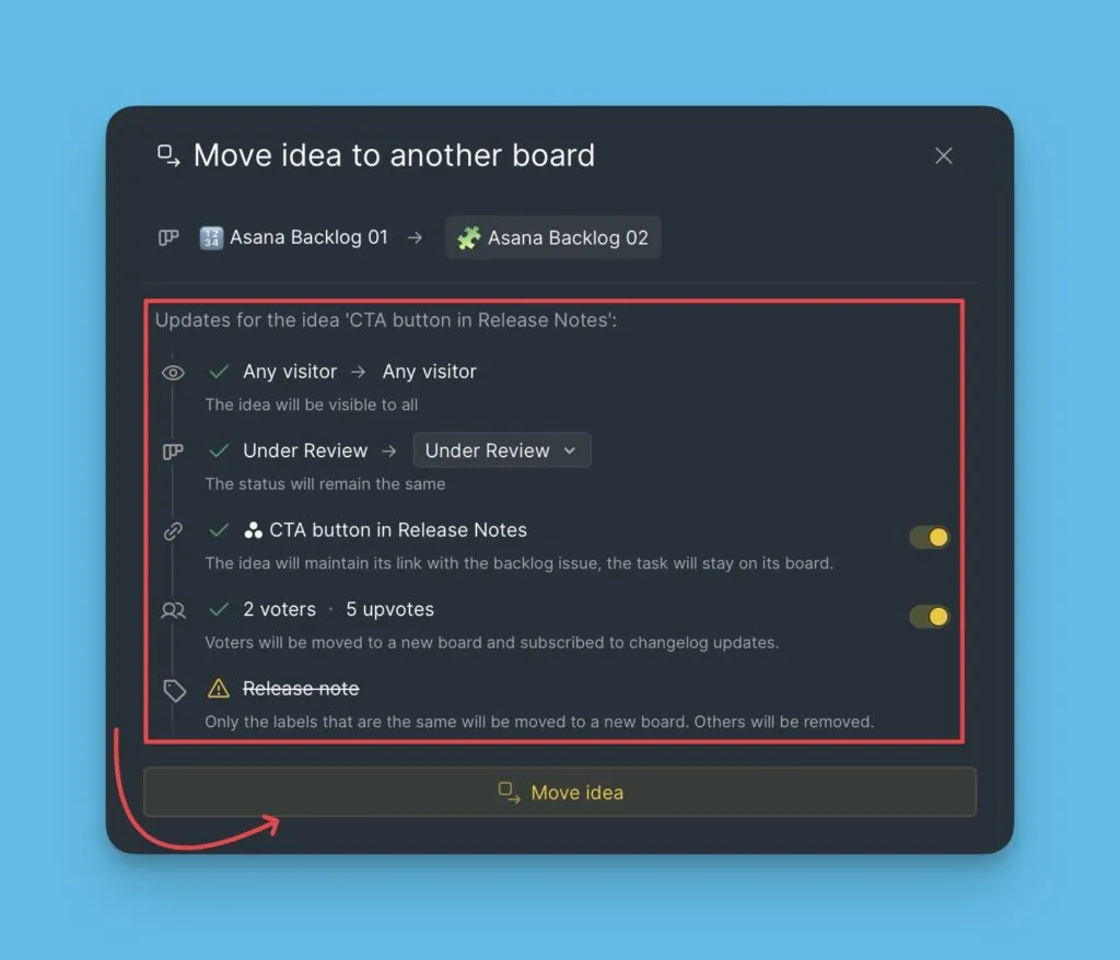 オプション付きの移動確認