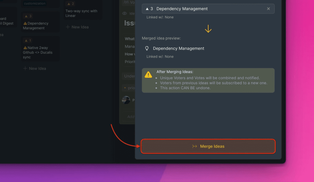 重複アイデア統合インターフェース