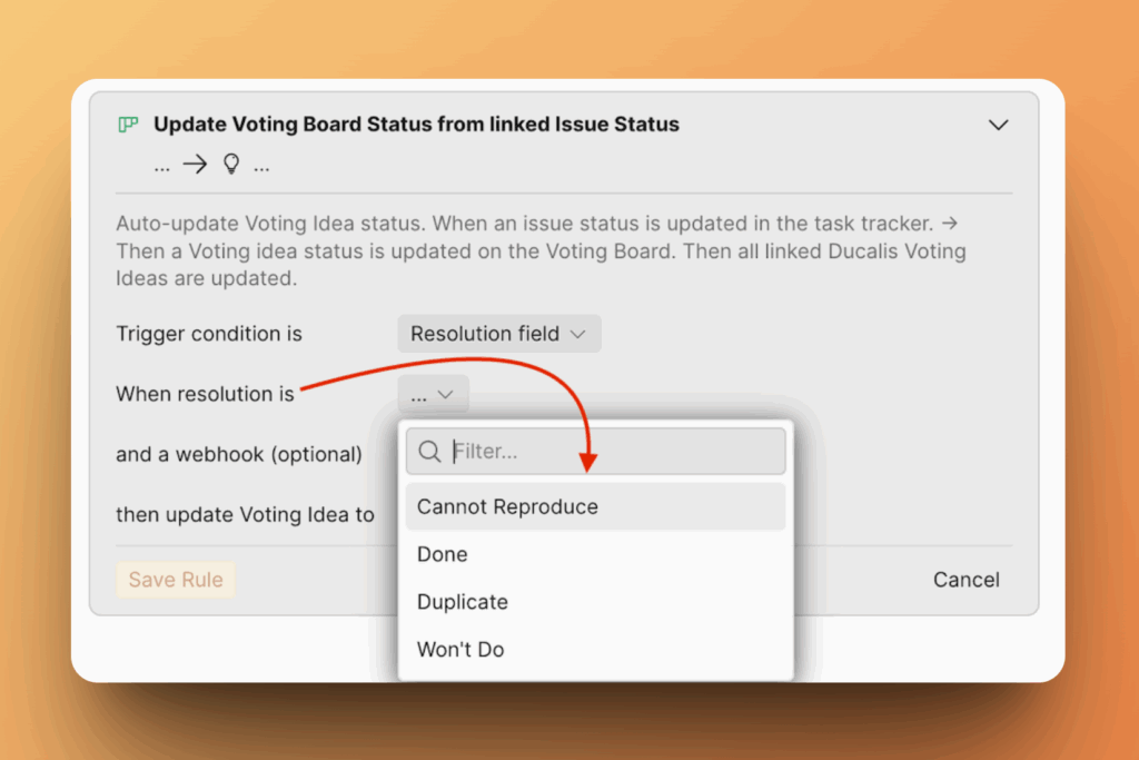 Resolution フィールドの設定