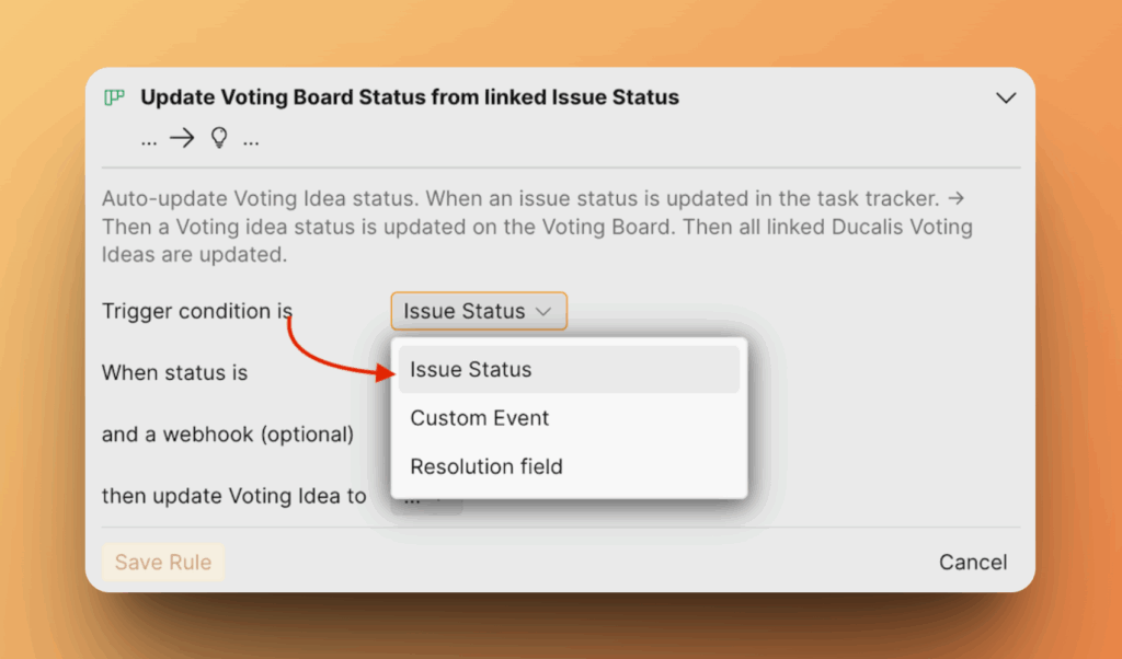 Auswahl des Vorgang-Status-Triggers