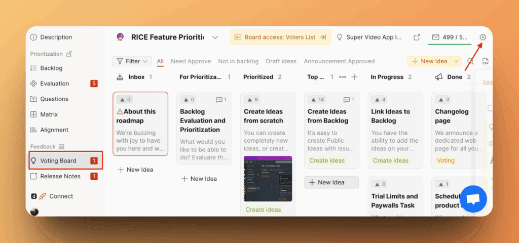 Position der Schaltfläche Einstellungen